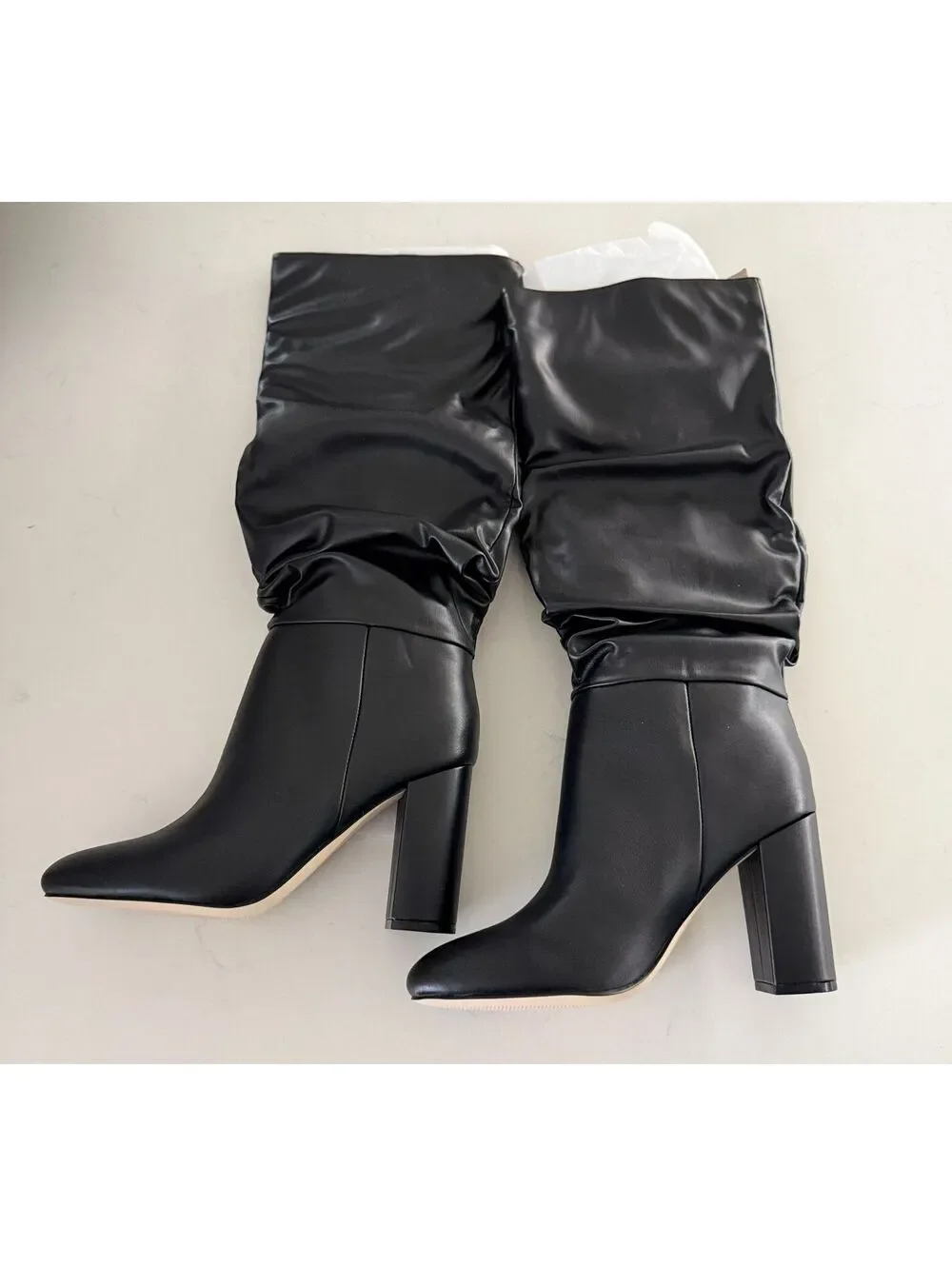 Nine West Magnett3 Black Slouch Knee Block Heel Boots Women Size 9.5